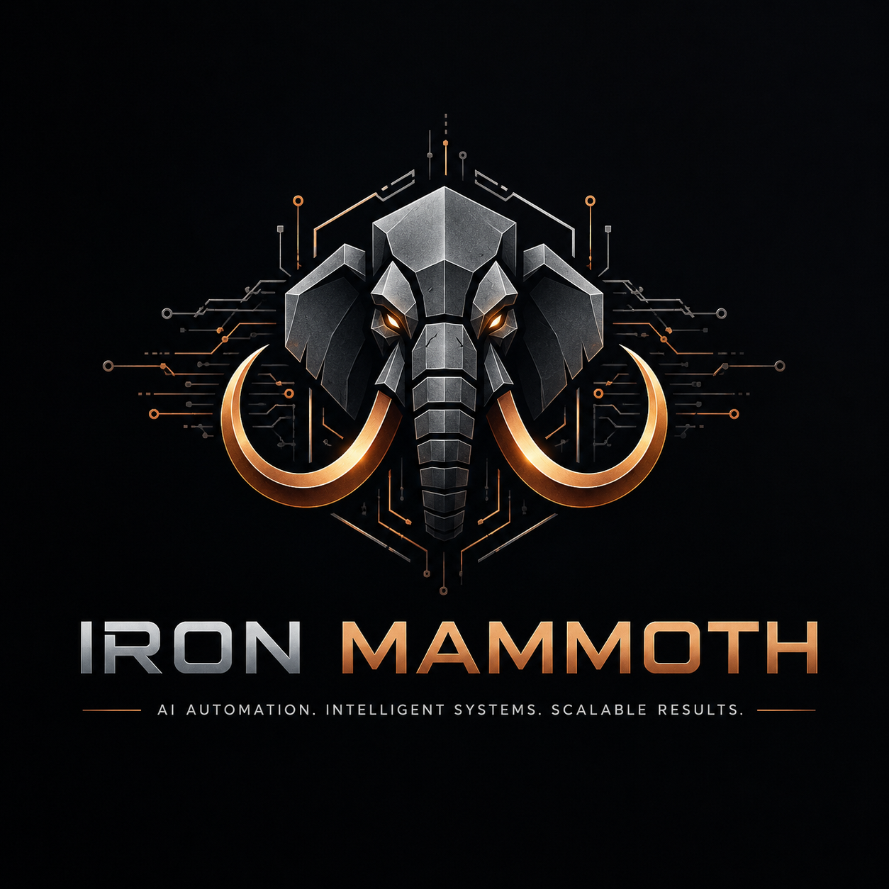 Iron Mammoth metallic mammoth AI automation graphic